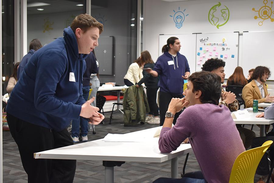 Spring 2024 Meet the Mentors: Student Ryan Doyle speaking with alumnus Juan Cadille